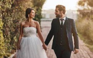 un couple heureux lors de son mariage